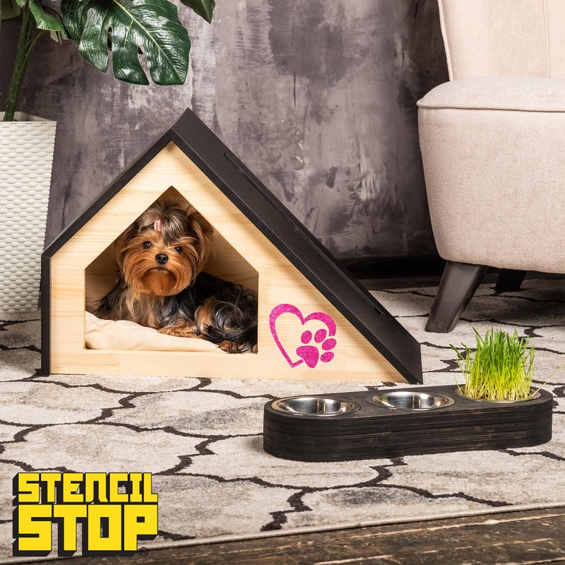 Stencil Stop Pet Love Stencil - for Home Decor, Wood, DIY Projects, Dogs, Cats - 14 Mil Mylar Plastic [10 x 7.4 Inches] - Image 5